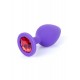 Boss Jewellery Purple Silicon Plug Medium Red Diamond - Анальная пробка с кристаллом, 8х3.5 см (фиолетовый с красным)