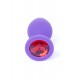 Boss Jewellery Purple Silicon Plug Medium Red Diamond - Анальная пробка с кристаллом, 8х3.5 см (фиолетовый с красным)