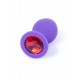 Boss Jewellery Purple Silicon Plug Medium Red Diamond - Анальная пробка с кристаллом, 8х3.5 см (фиолетовый с красным)