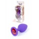 Boss Jewellery Purple Silicon Plug Medium Red Diamond - Анальная пробка с кристаллом, 8х3.5 см (фиолетовый с красным)