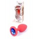 Boss Silikon Plug Jewellery Red Small - Анальная пробка с кристаллом, 7х2.7 см (красный с синим)