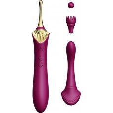 Zalo Bess Pin Point Vibrator - Изысканный вибратор для клитора с насадками, 22х3.3 см (фиолетовый)