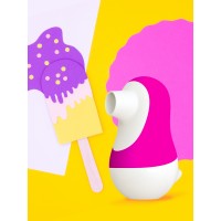 Мистер Факер Pinguino - 2в1 вакуумный стимулятор с подвижным язычком, 9.4x6.2 см (розовый)