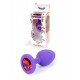 Boss Jewellery Purple Silikon Plug Small Red Diamond - Анальная пробка с кристаллом, 7х2.7 см (фиолетовый с красным)