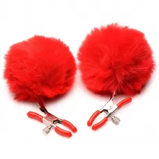 Charmed Pom Pom Nipple Clamps RED - Затискачі на соски (червоний)