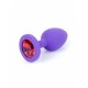 Boss Jewellery Purple Silikon Plug Small Red Diamond - Анальная пробка с кристаллом, 7х2.7 см (фиолетовый с красным)