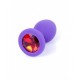 Boss Jewellery Purple Silikon Plug Small Red Diamond - Анальная пробка с кристаллом, 7х2.7 см (фиолетовый с красным)