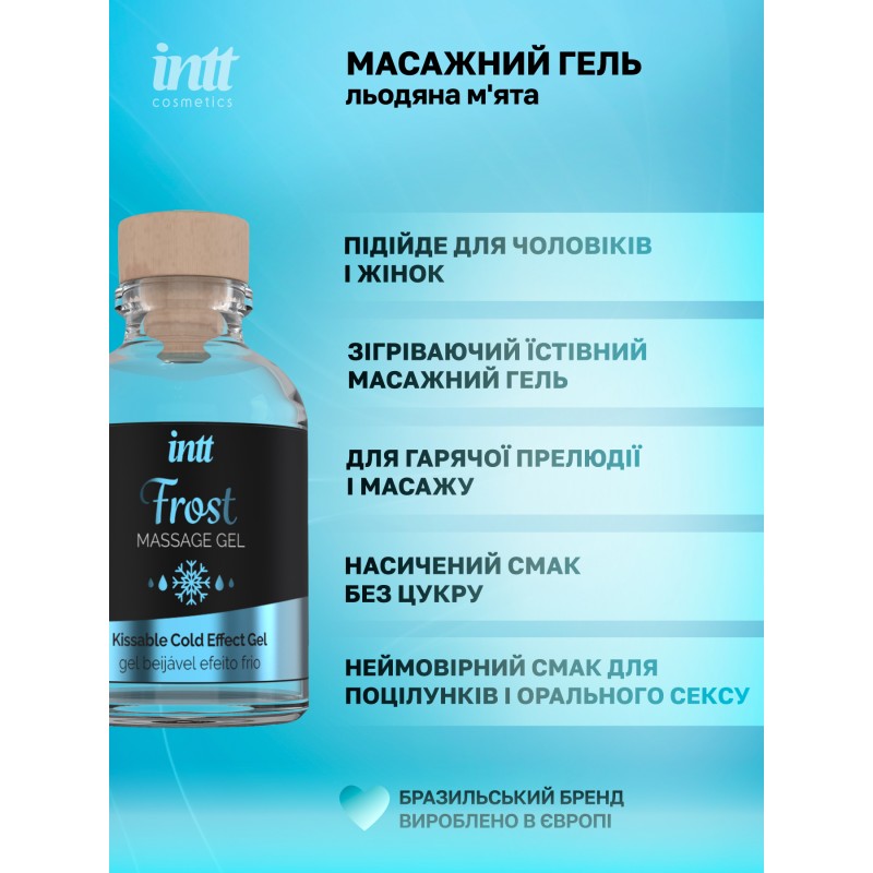 Intt Frost Gel - съедобный массажный гель мята, 30 мл