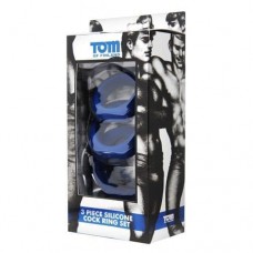 Tom of Finland 3 Piece Silicone Cock Ring Set - набір ерекційних кілець, 3 шт (синій)