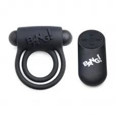 BANG! Remote Control Vibrating Cock Ring & Bullet - ерекційне кільце, що перезаряджається, 7,6 см (чорний)