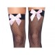 Leg Avenue Fishnet Thigh Highs With Bow-панчішки сітка з бантиком (чорний з рожевим)