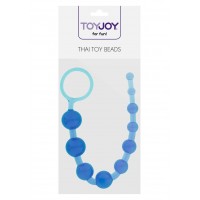 Toy Joy Thai Toy Beads - анальний ланцюжок на жорсткій зв'язці, 25х2.5 см (блакитний)